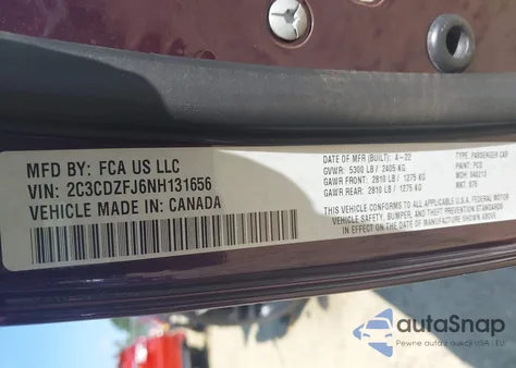 2022 Dodge Challenger R/T Scat Pack Widebody z USA, uszkodzony, nr VIN 2C3CDZFJ6NH131656